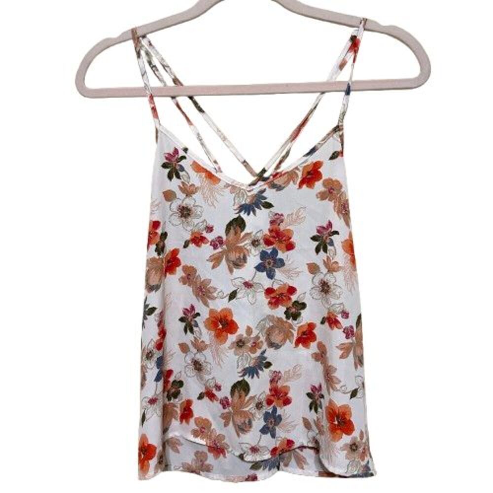 Hollister White Floral Crisscross Strap Cami